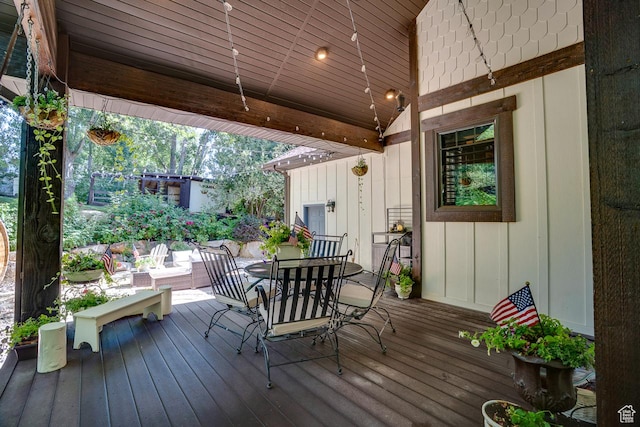 1307 N Dutch Highland Dr, Midway, UT 84049 - wooden deck with outdoor dining space