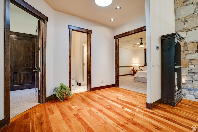 1307 N Dutch Highland Dr, Midway, UT 84049 - spare room featuring light wood-type flooring, baseboard heating, recessed lighting, and ceiling fan