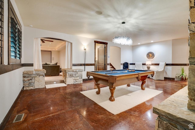 1307 N Dutch Highland Dr, Midway, UT 84049 - game room featuring arched walkways and billiards