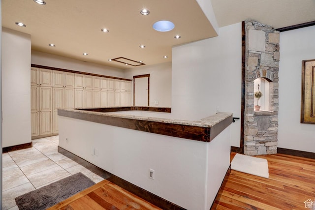 1307 N Dutch Highland Dr, Midway, UT 84049 - kitchen featuring cream cabinetry, recessed lighting, and light wood-style flooring