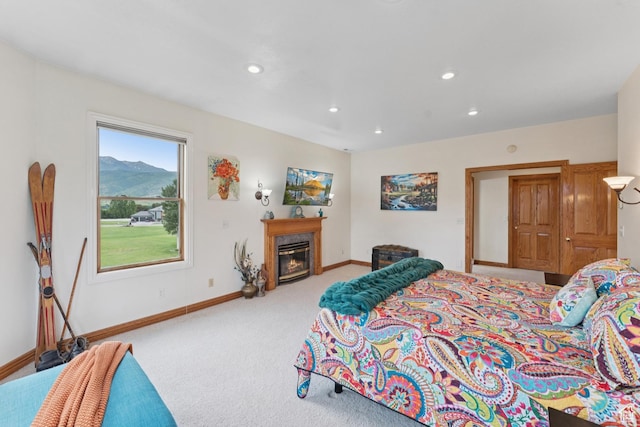 3136 W 2400th St S, Charleston, UT 84032 - bedroom with carpet, a high end fireplace, and recessed lighting