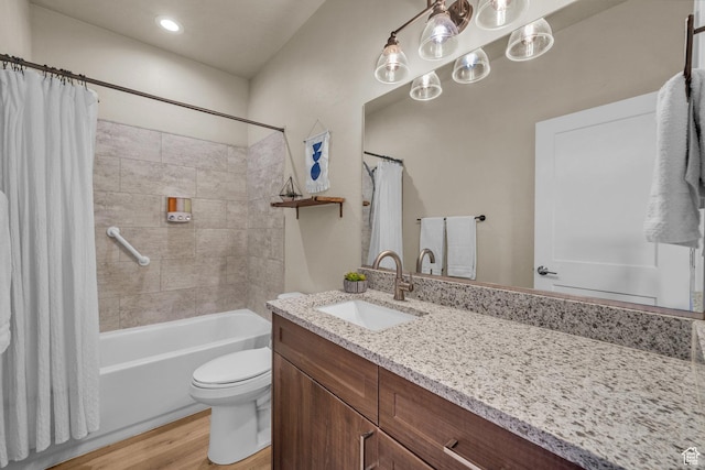 1468 S Sage Ct S Unit 13, Kanab, UT 84741 - bathroom featuring vanity, shower / bath combination with curtain, wood finished floors, and recessed lighting