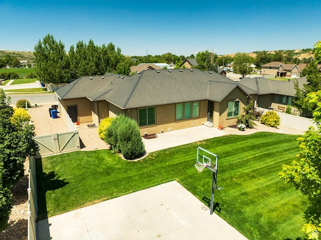 7496 S 1740 E, South Weber, UT 84405 - back of property featuring a gate, stucco siding, a fenced backyard, and a patio