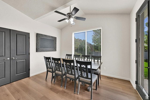 7496 S 1740 E, South Weber, UT 84405 - dining room featuring plenty of natural light, light wood-style floors, vaulted ceiling, and a ceiling fan
