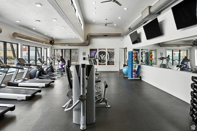 3724 W Soft Whisper Way, Herriman, UT 84096 - exercise room with plenty of natural light, recessed lighting, and vaulted ceiling