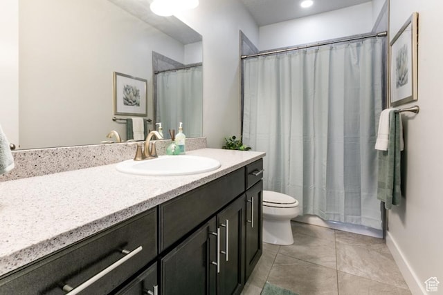 11709 S 2610 W, Riverton, UT 84065 - bathroom featuring vanity, tile patterned flooring, and a shower with curtain