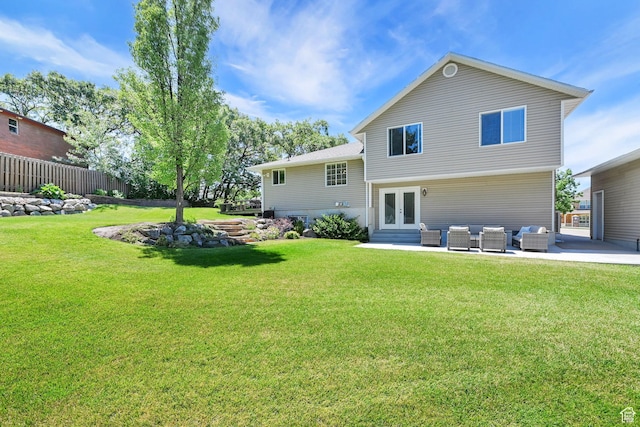2779 E 3575 N, Layton, UT 84040 - rear view of house with french doors, an outdoor living space, and a patio