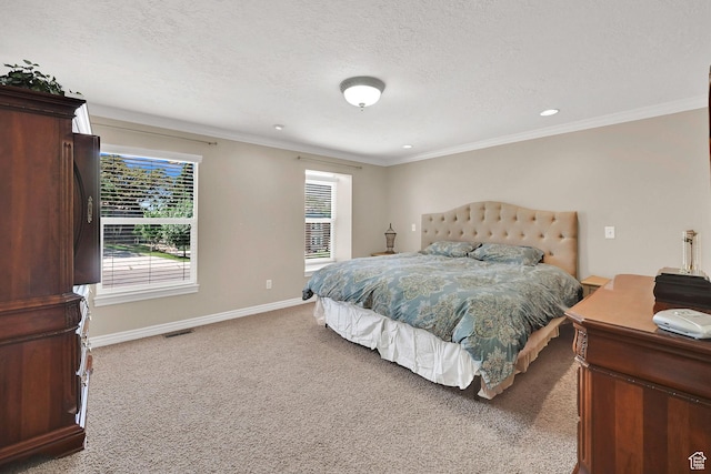 2779 E 3575 N, Layton, UT 84040 - bedroom featuring carpet floors, crown molding, a textured ceiling, and recessed lighting