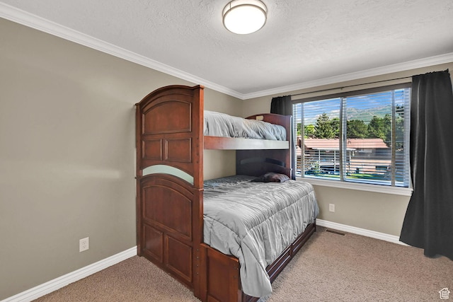 2779 E 3575 N, Layton, UT 84040 - bedroom featuring light colored carpet, a textured ceiling, and crown molding