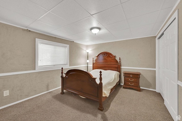 2779 E 3575 N, Layton, UT 84040 - bedroom featuring carpet flooring, ornamental molding, a closet, and a paneled ceiling