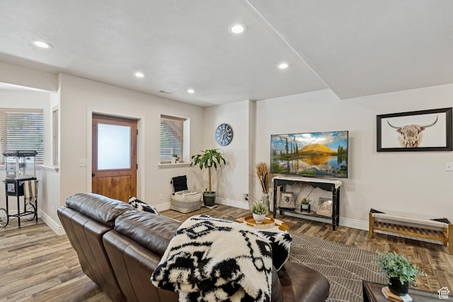 294 W Willow Ct Unit 12, Francis, UT 84036 - living room with wood finished floors, recessed lighting, and healthy amount of natural light