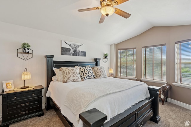 294 W Willow Ct Unit 12, Francis, UT 84036 - bedroom featuring carpet floors, vaulted ceiling, and ceiling fan