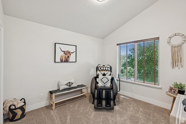 294 W Willow Ct Unit 12, Francis, UT 84036 - living area featuring vaulted ceiling and carpet