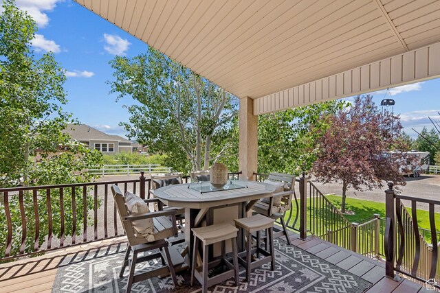 294 W Willow Ct Unit 12, Francis, UT 84036 - wooden deck featuring outdoor dining space and a yard