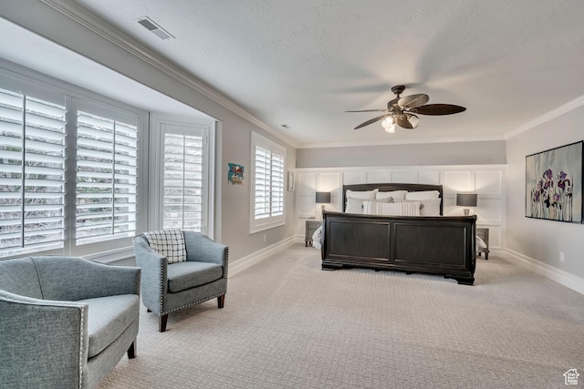 1885 E 10225 S, Sandy, UT 84092 - bedroom featuring light colored carpet, ornamental molding, and ceiling fan