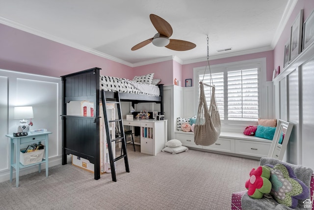 1885 E 10225 S, Sandy, UT 84092 - bedroom featuring ornamental molding, light carpet, and ceiling fan