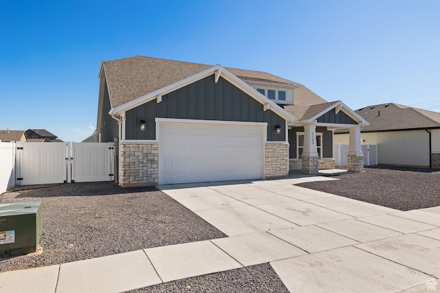 3105 W 3150 N, Plain City, UT 84404 - craftsman-style home featuring a gate, board and batten siding, and stone siding