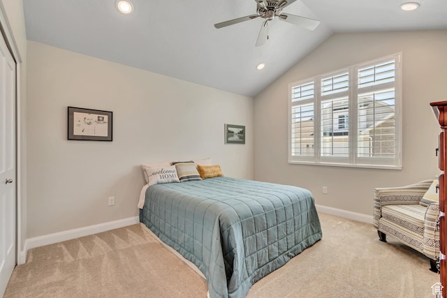 453 S Short Horse Ln Unit C, Saratoga Springs, UT 84045 - carpeted bedroom with lofted ceiling, recessed lighting, and ceiling fan