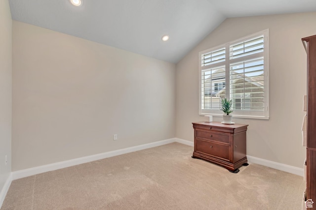 453 S Short Horse Ln Unit C, Saratoga Springs, UT 84045 - unfurnished room featuring carpet floors, vaulted ceiling, and recessed lighting