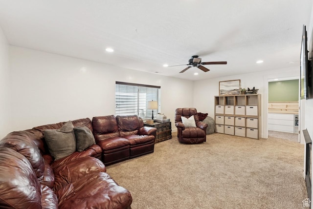 422 W 390 S, Spanish Fork, UT 84660 - living area with recessed lighting, a ceiling fan, and carpet floors