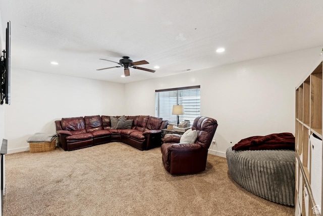 422 W 390 S, Spanish Fork, UT 84660 - living area with carpet floors, recessed lighting, and ceiling fan