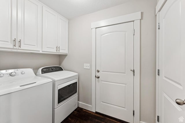 422 W 390 S, Spanish Fork, UT 84660 - washroom featuring washing machine and dryer, cabinet space, and dark wood-style flooring
