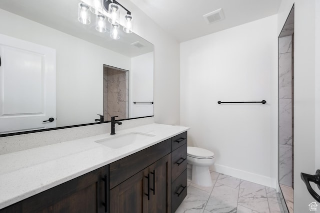 507 N 3650 W, Hurricane, UT 84737 - full bathroom featuring vanity, marble look tiles, and a shower