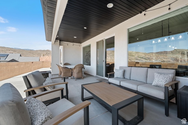 507 N 3650 W, Hurricane, UT 84737 - view of patio / terrace featuring outdoor lounge area and a mountain view