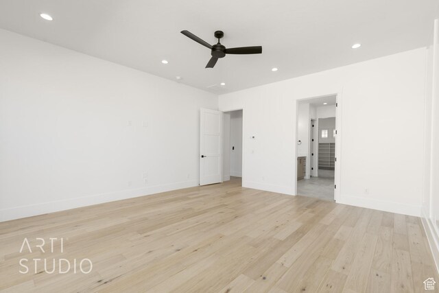 671 E Arina Way, Washington, UT 84780 - spare room featuring a ceiling fan, light wood-style flooring, and recessed lighting