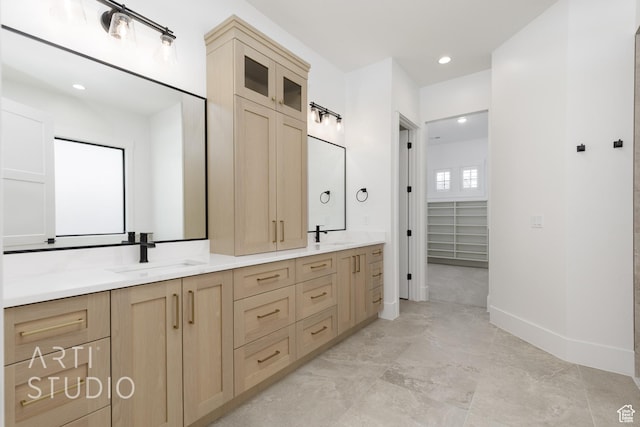 671 E Arina Way, Washington, UT 84780 - bathroom with double vanity, a closet, and recessed lighting