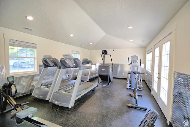 1323 S 1260 W, Orem, UT 84058 - gym with recessed lighting, french doors, and vaulted ceiling