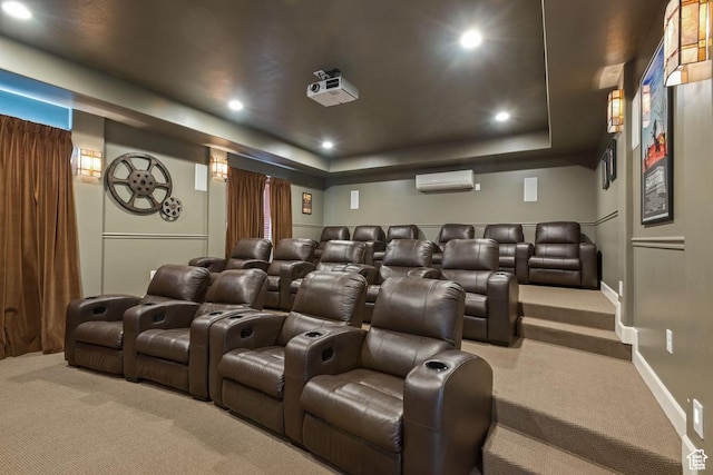 1867 W 9270 S Unit C, West Jordan, UT 84088 - carpeted cinema with an AC wall unit, a tray ceiling, and recessed lighting