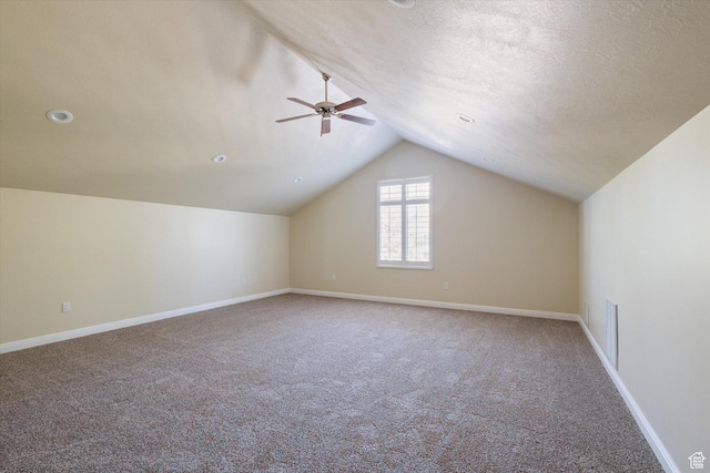 1867 W 9270 S Unit C, West Jordan, UT 84088 - bonus room with ceiling fan, carpet flooring, vaulted ceiling, and a textured ceiling