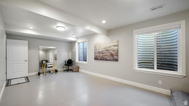 11597 N Sunset Hills Dr, Highland, UT 84003 - sitting room with concrete floors and recessed lighting