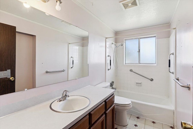 2989 W 700 S, Syracuse, UT 84075 - full bathroom with vanity, shower / tub combination, ornamental molding, and tile patterned floors