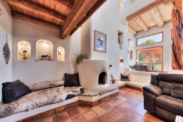 70 Desert Solitaire Rd, Moab, UT 84532 - living room with a wooden ceiling with exposed beams