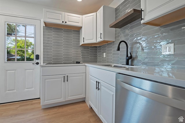 943 W Signora Dr, Salt Lake City, UT 84116 - kitchen featuring dishwasher, light countertops, white cabinets, tasteful backsplash, and recessed lighting
