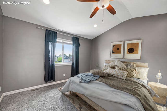 885 W 2150 N, Pleasant View, UT 84404 - bedroom with lofted ceiling, carpet floors, recessed lighting, and ceiling fan