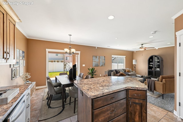 885 W 2150 N, Pleasant View, UT 84404 - kitchen with a chandelier, dishwashing machine, ceiling fan, recessed lighting, and hanging light fixtures