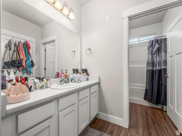 523 N 310 W, Vineyard, UT 84059 - full bath with wood finished floors, vanity, and curtained shower