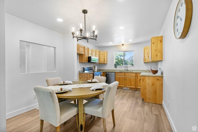 1455 N Amiron Way Unit D, Orem, UT 84057 - dining room with a chandelier, light wood-type flooring, and recessed lighting