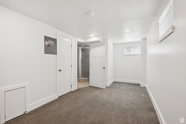 223 E 100 N, Bountiful, UT 84010 - below grade area with electric panel, carpet floors, a textured ceiling, and recessed lighting