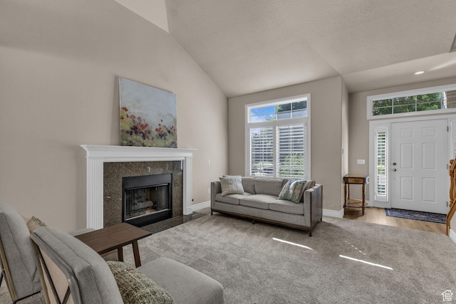 1082 E 370 N, American Fork, UT 84003 - living room featuring vaulted ceiling, a fireplace, and wood finished floors