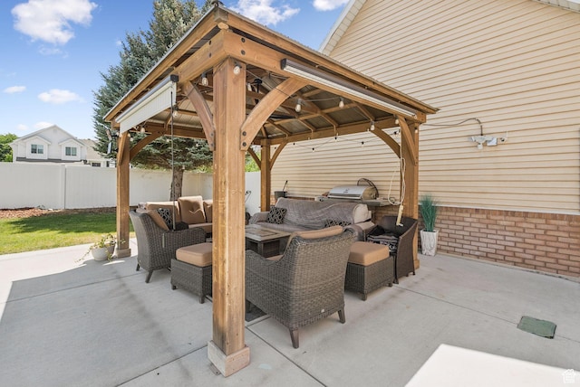 9355 S Peruvian Dr E, Sandy, UT 84093 - view of patio / terrace featuring a gazebo, an outdoor hangout area, and exterior kitchen