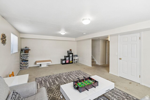 9355 S Peruvian Dr E, Sandy, UT 84093 - living area featuring carpet floors and stairway