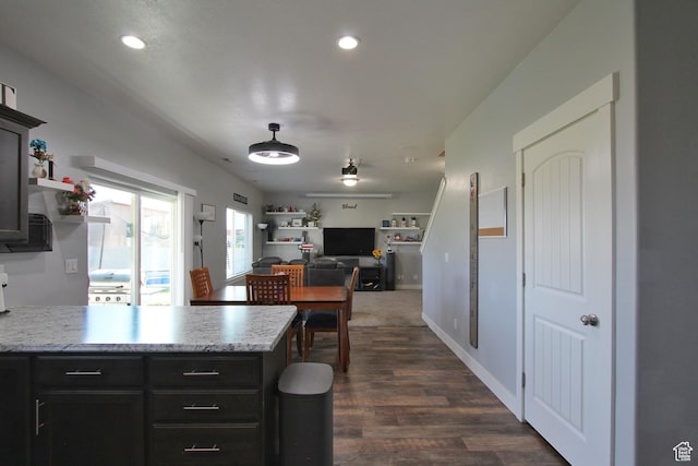 1464 W 800 S, Logan, UT 84321 - kitchen featuring a peninsula, dark wood finished floors, recessed lighting, and open floor plan