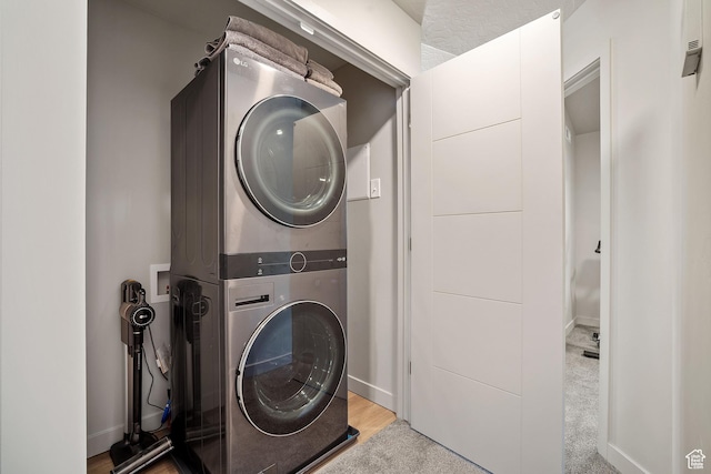 490 S 100 W Unit F305, Springville, UT 84663 - laundry room featuring stacked washer / dryer and baseboards