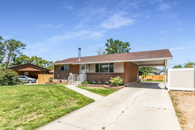 839 E Statice Ave S, Sandy, UT 84094 - single story home with concrete driveway, brick siding, and an attached carport