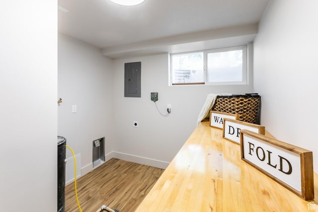 839 E Statice Ave S, Sandy, UT 84094 - laundry room featuring electric panel and wood finished floors