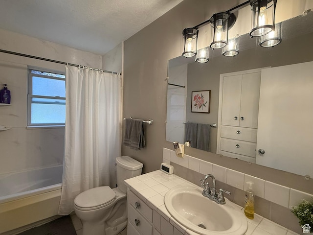 5140 S 2175 W, Roy, UT 84067 - bathroom featuring decorative backsplash, shower / bath combination with curtain, and vanity